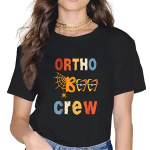 100% Cotton Unisex Orthodontist Halloween Orthodontic Boo Braces Teeth Crew T-Shirt Vingate Printed Casual Round Neck T shirt