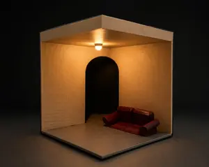 Backrooms Mini Diorama with LED Light | Liminal Space Desk Decor | Handmade Horror Room Display | Backrooms Room Box | Unique Gift