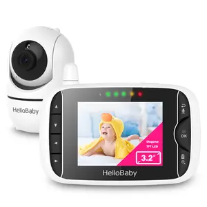 HelloBaby 3.2'' Video Baby Monitor, Remote Pan-Tilt-Zoom Camera, Night Vision, 2-Way Audio, Lullabies & Temp Sensor for Baby Safety