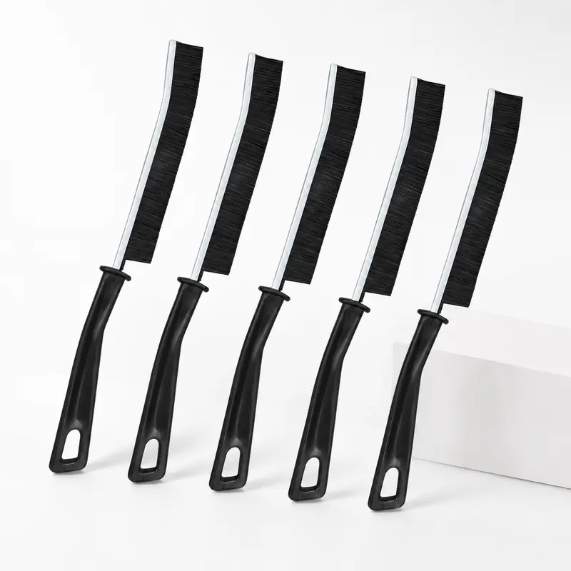 5-Pack Heavy-Duty Crevice Cleaning Brush Set with Handle - Stiff Bristle Scrubbers, Portable Compact Size for Home Bathroom Tiles, Kitchen Grout, Window Cleaning Supplies