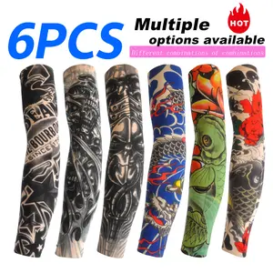 6PCS Men Cooling UV Protection Arm Sleeves Breathable Sunscreen Gloves for Driving Golf Fishing Hiking Summer Outdoor Sports