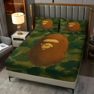 Fashion Bape Camo Print Sheet Set (includes 1 Fitted Sheet and 2 Pillowcases), Breathable Comfort Durable Skin-Friendly Anti-Wrinkle Design, Perfect Gift for Youth, Bedroom Decor