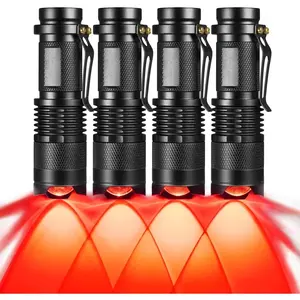 4 Pack Red Light Flashlight, 3 Modes Red LDE Red Flashlight for Astronomy, Night Observation and Outdoor Activities