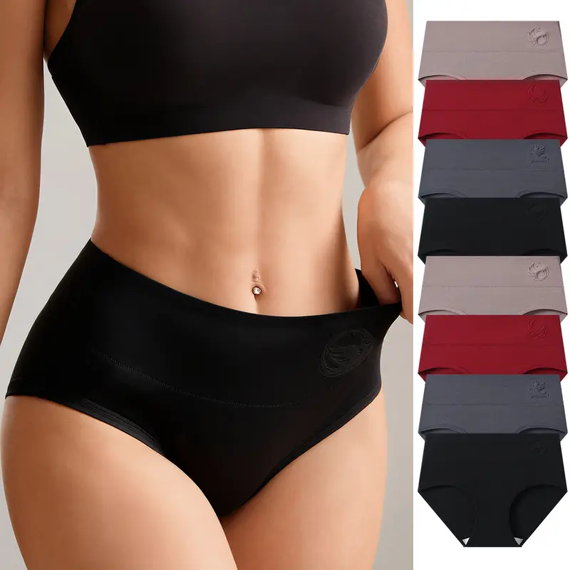 Hotcom Women's Plus Size Cotton High-Waist 4/8-Pcs Briefs Set - Soft Panties, Belly Control, Cotton Underwear for Women, Smooth Everyday Body Shaping Panty