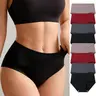 Hotcom Women's Plus Size Cotton High-Waist 4/8-Pcs Briefs Set - Soft Panties, Belly Control, Cotton Underwear for Women, Smooth Everyday Body Shaping Panty