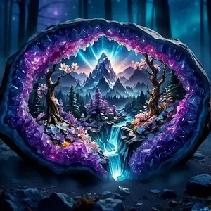 2026new design 5D DIY Full Drill Round Diamond Painting - Diamond Art Kit Trees, Waterfalls, Crystals. Mosaic, Canvas - DIY Decorative Painting, Home Wall Decoration, Suitable for Halloween and Christmas, Birthday and Anniversary Gifts.