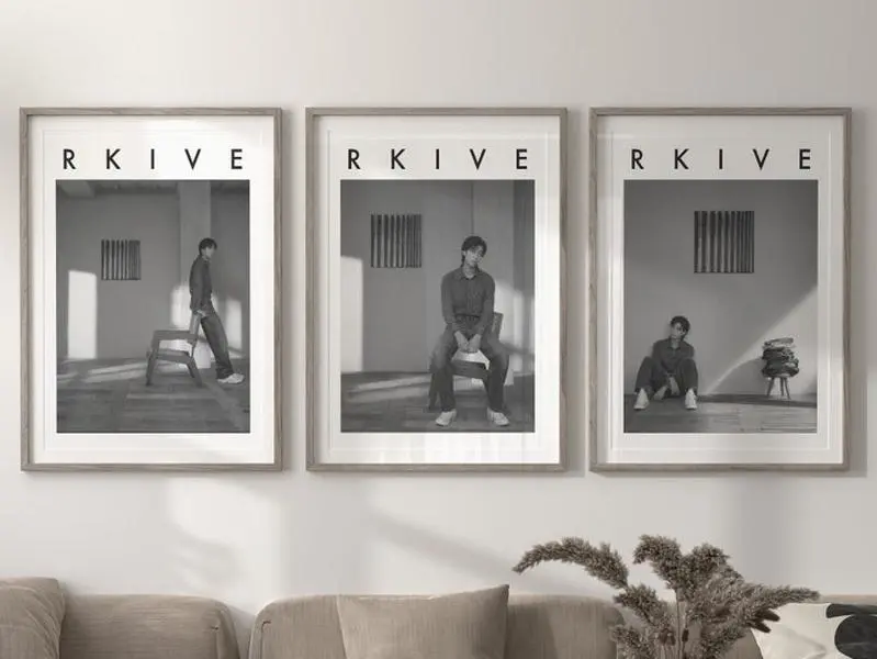 RM BTS Kim Nam Joon Poster Set of 3, aesthetic bts room decor, bts gifts, bts merch, namjoon minimalist black & white bts wall art