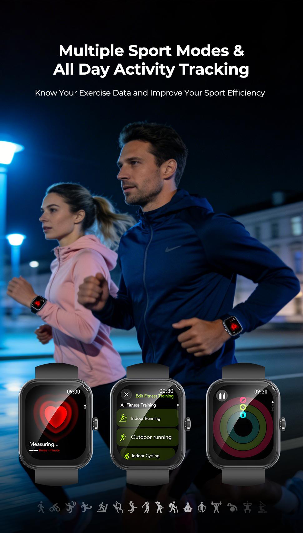 1.87" Touch Screen Smart Watch, Heart Rate Blood Pressure Sleep Monitor, AI Translation Watch, Digital Fitness Watches with Call Function Sports Modes, Multifunctional Electronic Fitness Smartwatch, Wearable, Waterproof Smartwatch for iPhone and Android