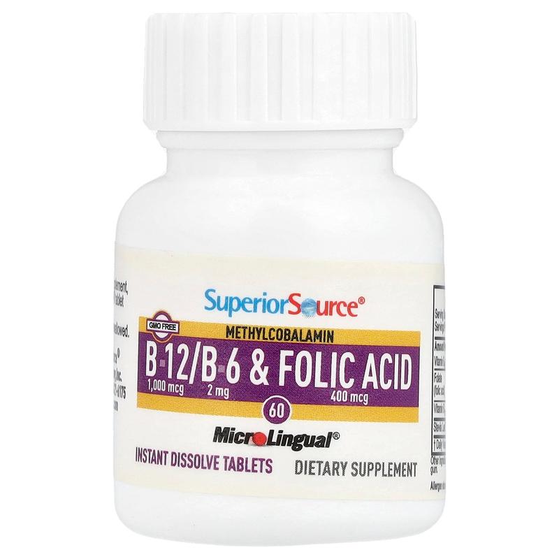 Superior Source Methylcobalamin B-12, B-6 & Folic Acid, 60 MicroLingual® Instant Dissolve Tablets