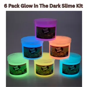 6 Pack Glow in The Dark Slime Kit – Neon Galaxy Slime for Kids, Non-Sticky Stress Relief Toys, Party Favors, Goodie Bag Fillers, Gifts