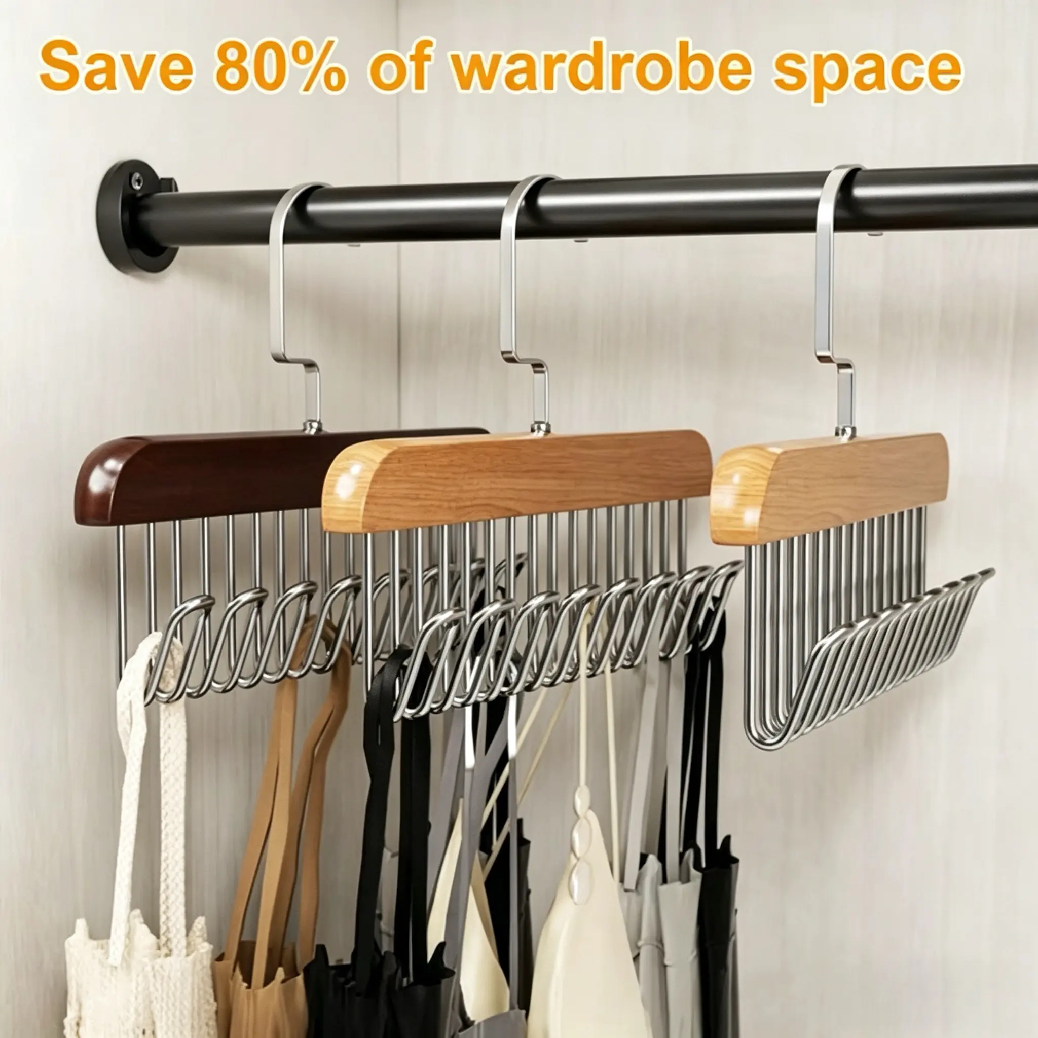 Bra Hanger, Space-Saving Closet Organizer with 360-Degree Rotating Design, 8 Hooks, Non-Slip & Durable for Camisoles, Strappy Tops, Closet Storage & Home Organization Storage, Pouch, Small Room Organization Products