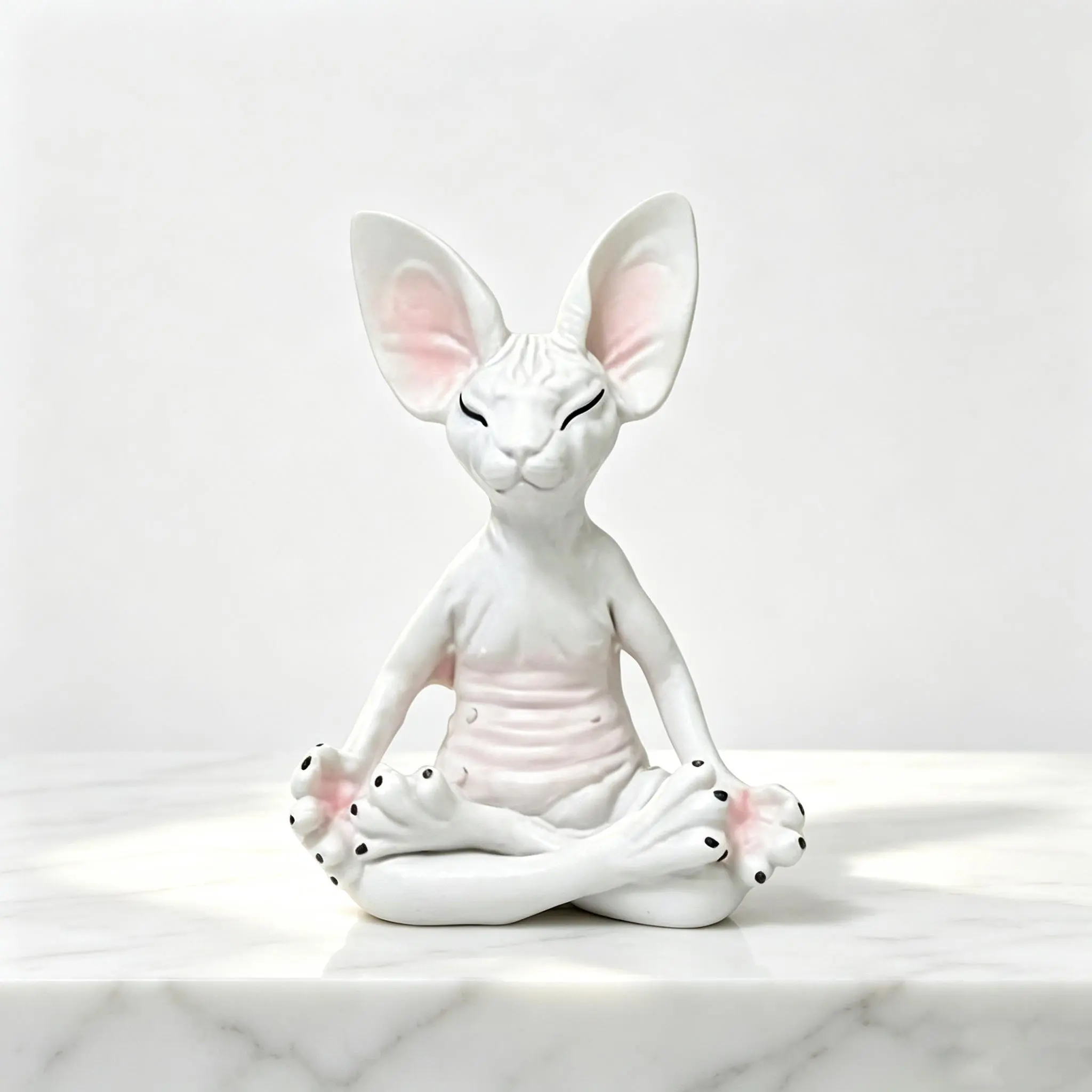 1pc Furless Cat Meditation Sitting Decorative Item for Home and Garden. Cute Cat, Relaxed and Hairless. Suitable for Desktop Decoration. Ideal for Holiday Gifts or Birthday Presents.