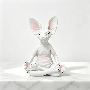 1pc Furless Cat Meditation Sitting Decorative Item for Home and Garden. Cute Cat, Relaxed and Hairless. Suitable for Desktop Decoration. Ideal for Holiday Gifts or Birthday Presents.
