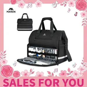 MATEIN Medical Bag, Large Water-Resistant First Aid Bags with Many Pocktets for Nursing, Portable Clinical Home Health Bag Doctor Bag Nurse Gifts for Home Visits, Health Care, Hospice, Black