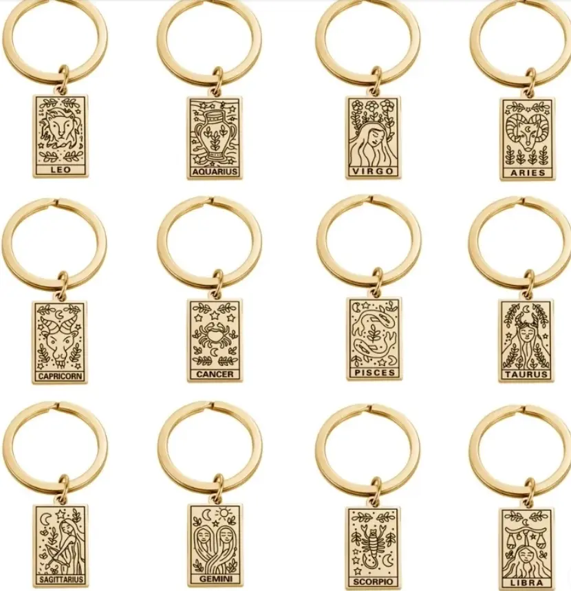 Zodiac Symbol Gold Keychain Zodiac Symbol Gold Keychain
