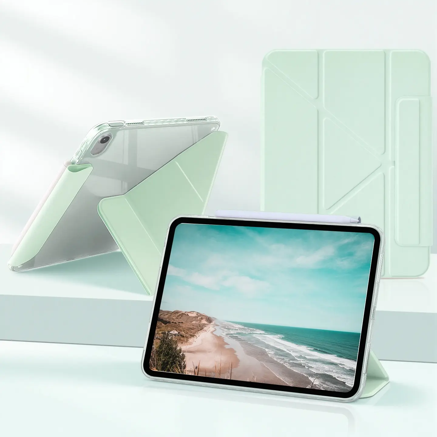 Spallo Case for iPad (A16) 11th 11 inch 2025 with Pen Holder , Compatible with iPad Air M4 2026 8th7th/6th/5th/4th Gen 10.9, iPad Pro M5 2025 13" & iPad Mini, Y-Fold Smart Stand with Hard Back Cover, Auto Wake/Sleep, Multi-Angle Viewing, Protective