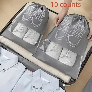 10pcs Travel Shoe Storage Bags, Dust-Proof Shoe Packaging, Portable Non-Woven Fabric Shoe Box, Travel Organizer, Travel Accessories, Ideal for Organizing Shoes On-The-Go
