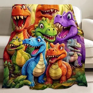 Upgraded Thickened 3D Dinosaur Blanket forBoys Girls, Cute Smiling Dinosaurs HDDigital Print Flannel, Cartoon Dinosaur ThrowBlanket, Soft/Warm/All Season Fleece ThrowBlankets (60*50IN)