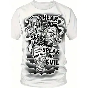 [Soft Cotton T-Shirt] Ultra-Soft Cotton, Breathable & Moisture-Wicking 'Hear No, See No, Speak No Evil' Print T-Shirt For Men & Women |       Perfect For Casual Wear, Beach, Parties & Sports |       Great Christmas Gift Graphic Tees Men