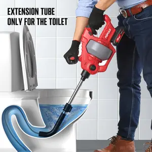 POPULO 20V Cordless Electric Drain Snake, 25Ft Replaceable Cable with 2.0Ah Battery, Extension Tube & Charger, Snake Drain Clog Remover Tool for Toilet, Floor Drain, Sink and Shower 3/4"-2" Pipe, plunbing snake