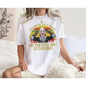 Men's Vintage Retro Monty Python "Your Mother Was A Hamster" Casual Baseball Vibe T-Shirt, Unisex Leather Cap Matching Sweatshirt, Hoodie