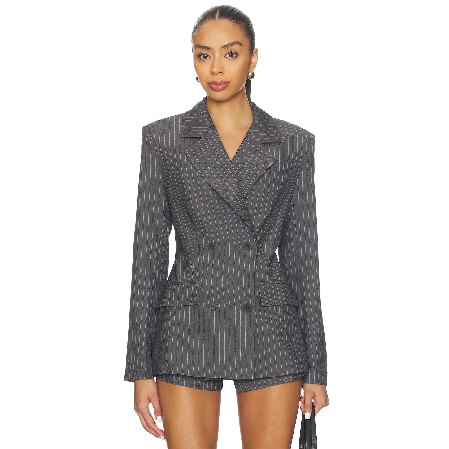 ALL THE WAYS Sonnet Blazer in Grey Pinstripe