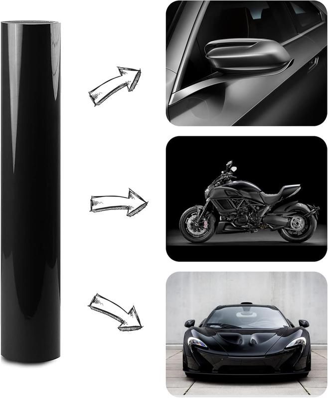 Gloss Vinyl Wrap 1ft x 5ft, Car Wrap Vinyl Roll Tool Kit with Bubble Free Air Release Technology, Automotive Blackout Film for Motos Cars Interior Exterior