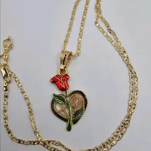 valentine's Day  necklace rose  virgin mary & cross  gold-plated
