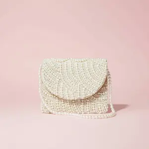 Pearl Beaded Bridal Flap Clutch Bag