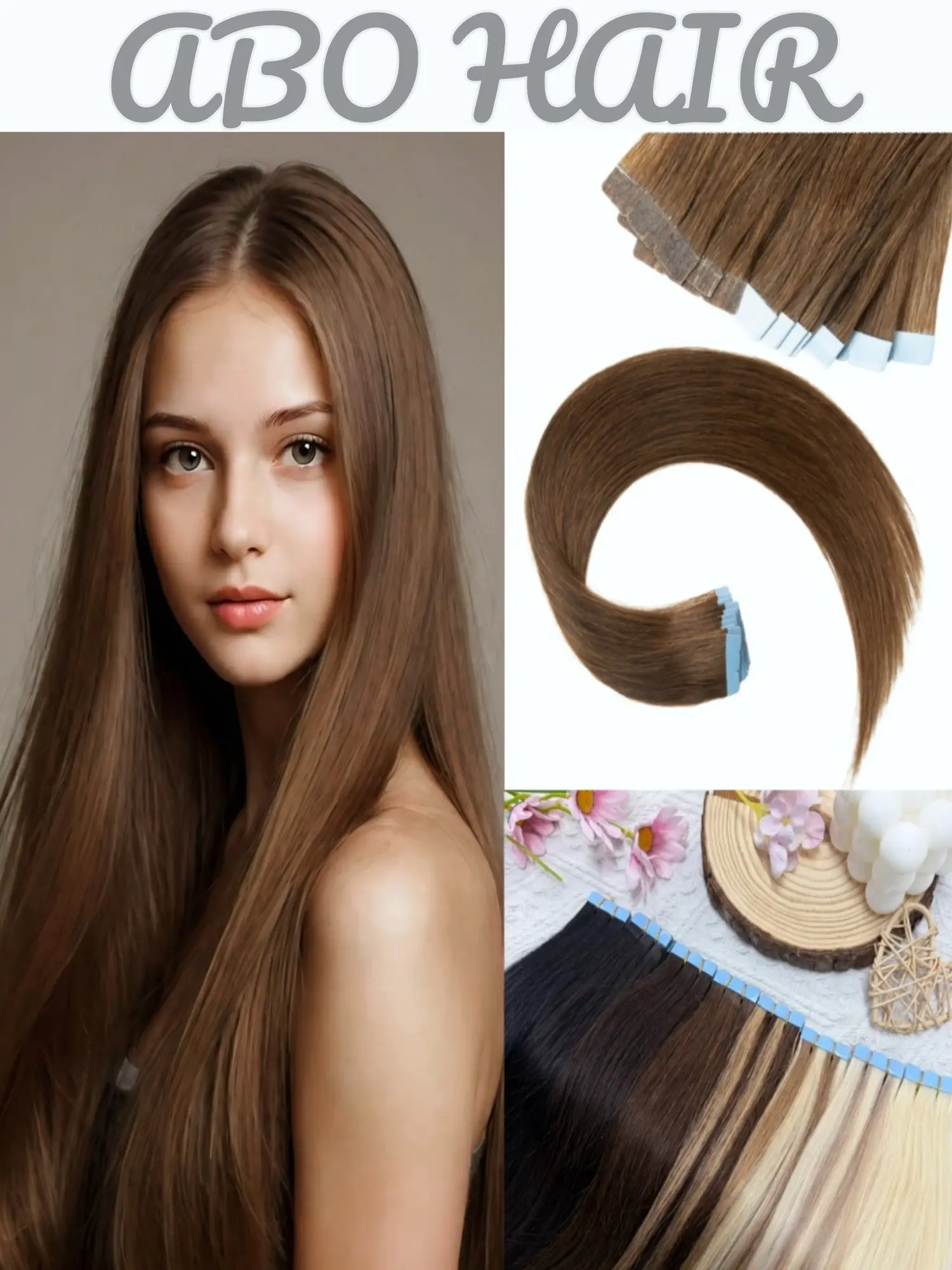 Mini Tape in Real Human Hair Extensions, Natural Look, Easy Application, Perfect for Quick Styling, Enhance Your Hairstyle Effortlessly
