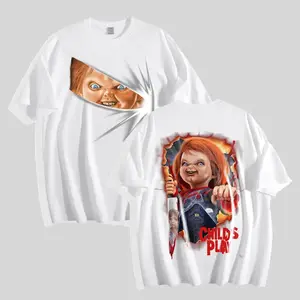 Chucky T Shirt Unisex Horror Icon New Movie Returns Classic Printed High Quality Graphic T Shirt Oversized Fit, Alternative Gothic Grunge Style Fathers Day Juneteenth 4th of July Best Friend Birthday Christmas Halloween Thanksgiving Gift