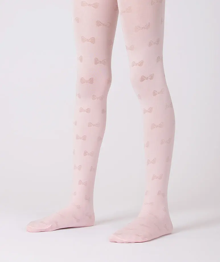 Pink Bow Classic Kids Tights