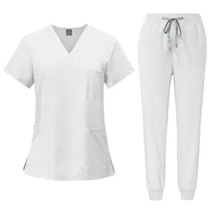 White 2-Piece Nurse Scrub Set | Durable Medical Uniform for Nurses & Doctors