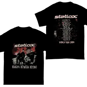 Static X Beneath Between Beyond Vintage 2004 Concert Tee, Black Double Side Unisex Rock Band Men's T-Shirt