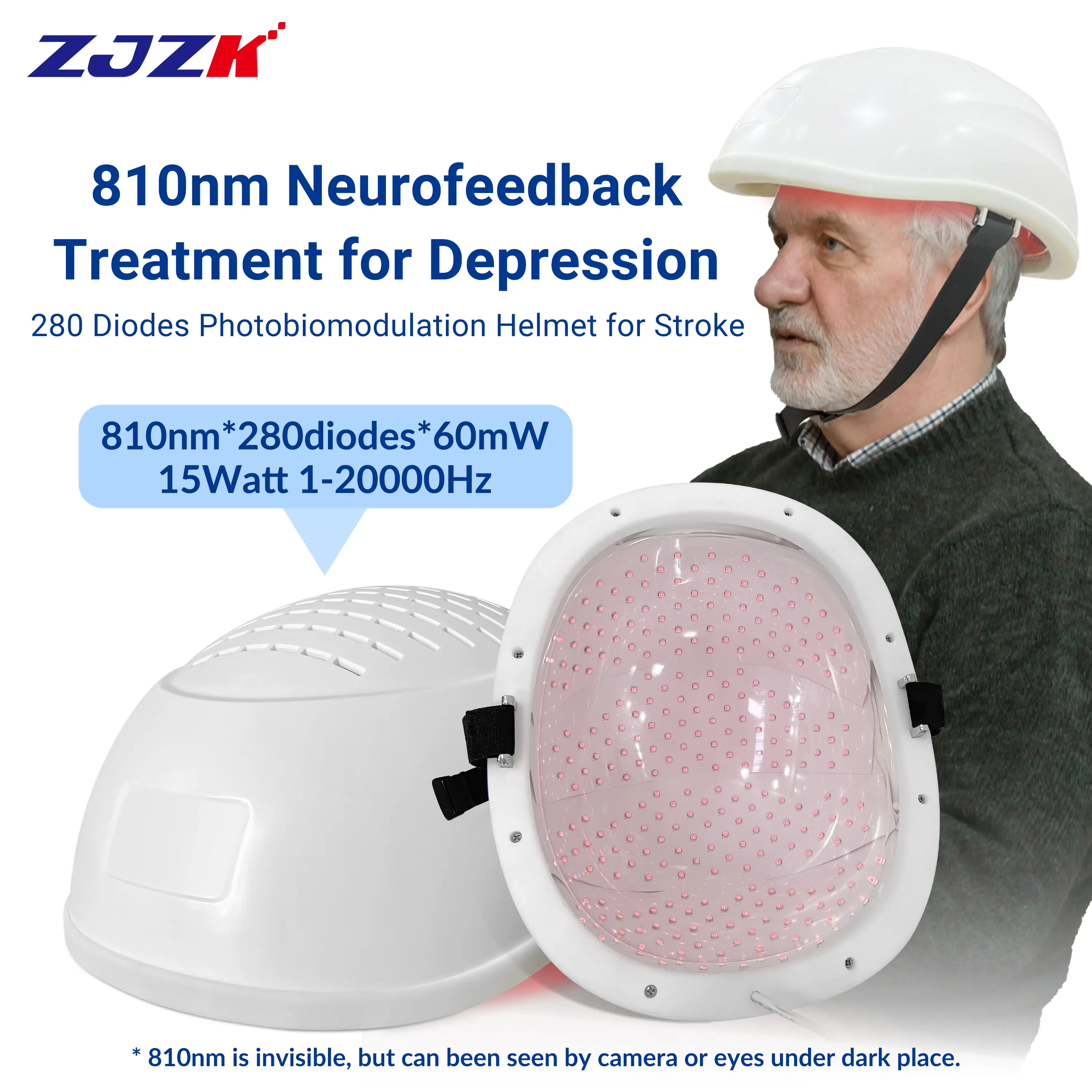 ZJZK 810nm Near Infrared Brain PBM Helmet, Photobiomodulation Therapy Device, rTMS Alternative for Parkinson, Alzheimer, Dementia, Depression, Anxiety, Stroke, TBI, PTSD, Insomnia, Cognitive Decline & Memory Loss, Supports Neural Repair & Brain Wellness