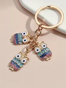 1/20pcs Cartoon Owl Keychain Cute Glitter Animal Key Ring Purse Bag Backpack Car Charm Women