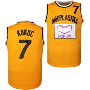 Men's #7 "JUGOPlastika" Basketball Jersey - Yellow & Black, 100% Polyester, Round Neck, Sleeveless Sports Uniform for Team Sports, Casual & Ball Games, Machine Washable, Athletic Clothing|Sporty Look|Comfortable Fit