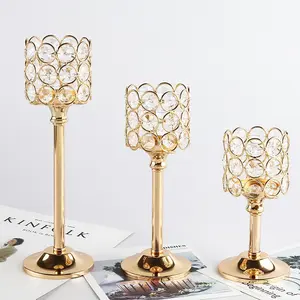 Set of 3 Crystal Metal Candle Holders, Elegant Design, Durable Structure, Home Decor, Home Accessories, Perfect for Romantic Dinner, Parties, Holidays, Ideal Gift
