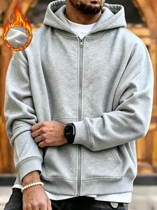 New men's spring, autumn and winter hooded zip-up sweatshirt with pockets, casual, stylish and warm long-sleeved pullover, available in multiple colors.