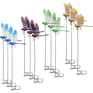 4/8/12pcs Dragonfly Hat Clip Bug Repellent  Clip-On Garden Outdoor Decor Stakes Plastic Dragon Fly Mosquito Repellent Plant Decorations for Pots，Metal Clip Mosquito Repellent Hat Clip，mosquito bug repellent hack，Fishing