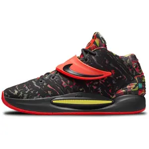 Nike KD 14 EP "Ky-D" Round Toe Comfortable Mid-Top Air Zoom Strobel Basketball Shoes for Men and Women Black Red Multi-color