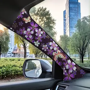 Jdm Style Car Interior Self-Adhesive Cloth Sticker, Butterfly Cherry Blossom Design, Trendy Car Decal for Dashboard and Pillar Mods, Car Interior Decor