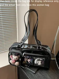 Women's Elegant Transparent Pocket Design Shoulder Bag, Fashionable Shoulder Clutch for Daily Commuting, Shopping, and Gatherings, Trendy All-match Bag for Women, Crossbody Shoulder Bags, Crossbody Purse