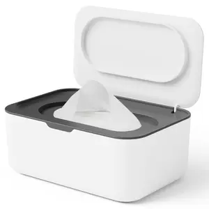 Wipes Dispenser, Wipe Holder for Baby & Adult,  Refillable Wipe Container, Keeps Wipes Clean. Non-Slip, Easy Pull Wipes Pouch Case, (Grey)