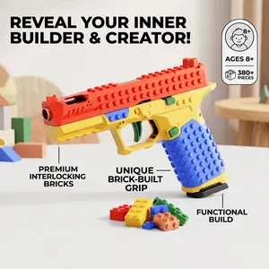 Assembleable Building Blocks G17 Soft Bullet Gun Toy Set - Recoil Firing, Continuous Shell Ejection, Mechanical Linkage, Collaborative Tactical Handgun Blaster | Toys, Boy Gifts, Boyfriend Gift Ideas, Cool Stuff for Teen Boys
