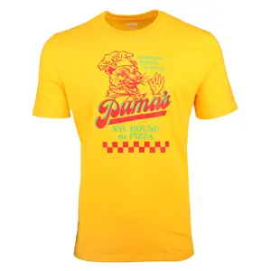PUMA Mens Nyc House Of Pizza Graphic Crew Neck Short Sleeve Casual Tops Casual - Orange