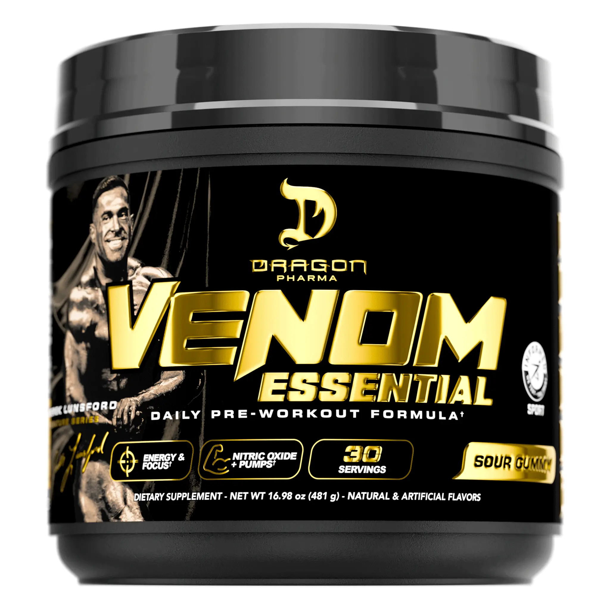 Dragon Pharma Venom Essential Pre-Workout – Energy, Focus & Pumps - 30 servings Sports Performance Supplement Fitness Healthcare Supplement