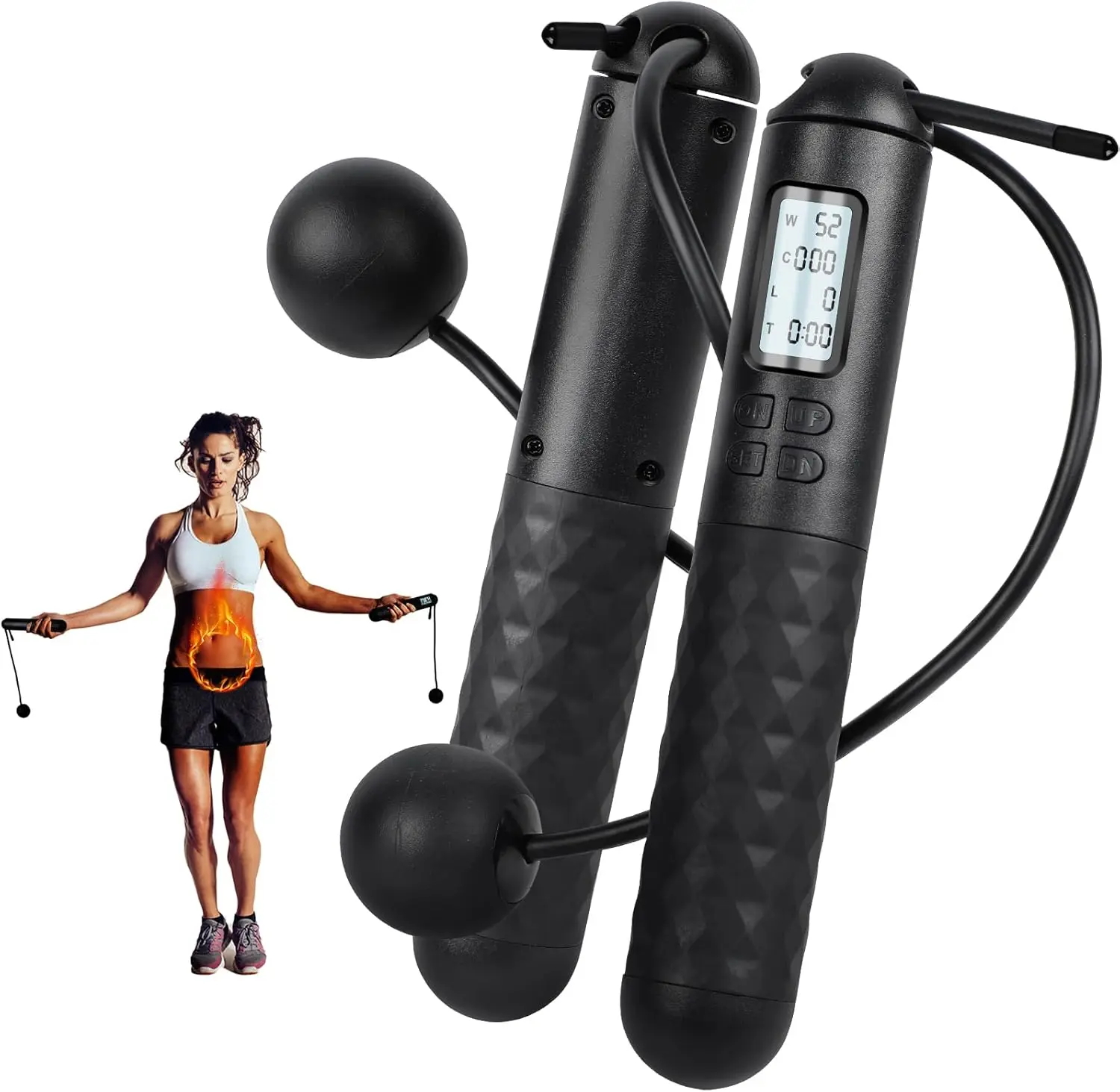 Ropeless jump ropes weighted with counter for fitness,Home, Indoor or ...