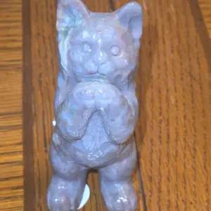 Ocean Jasper Cat Carving - Unique Handcrafted Decorative Piece for Home Decor