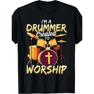 Christian Drummer T shirts for Men Worship Drummer T Shirt